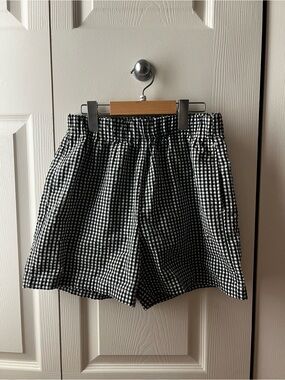 Black and White Gingham High Waist Shorts